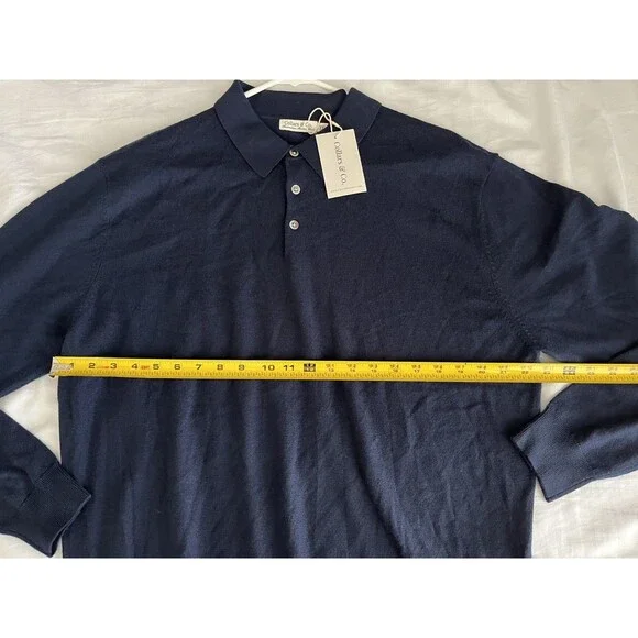 NEW Collars & Co Merino Wool Long Sleeve Polo Sweater Mens XXL Luxury Preppy - Picture 6 of 8